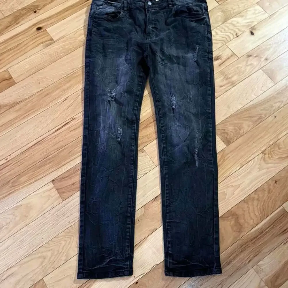 DSATR Premium Disaster Black Distressed Jeans Size 38